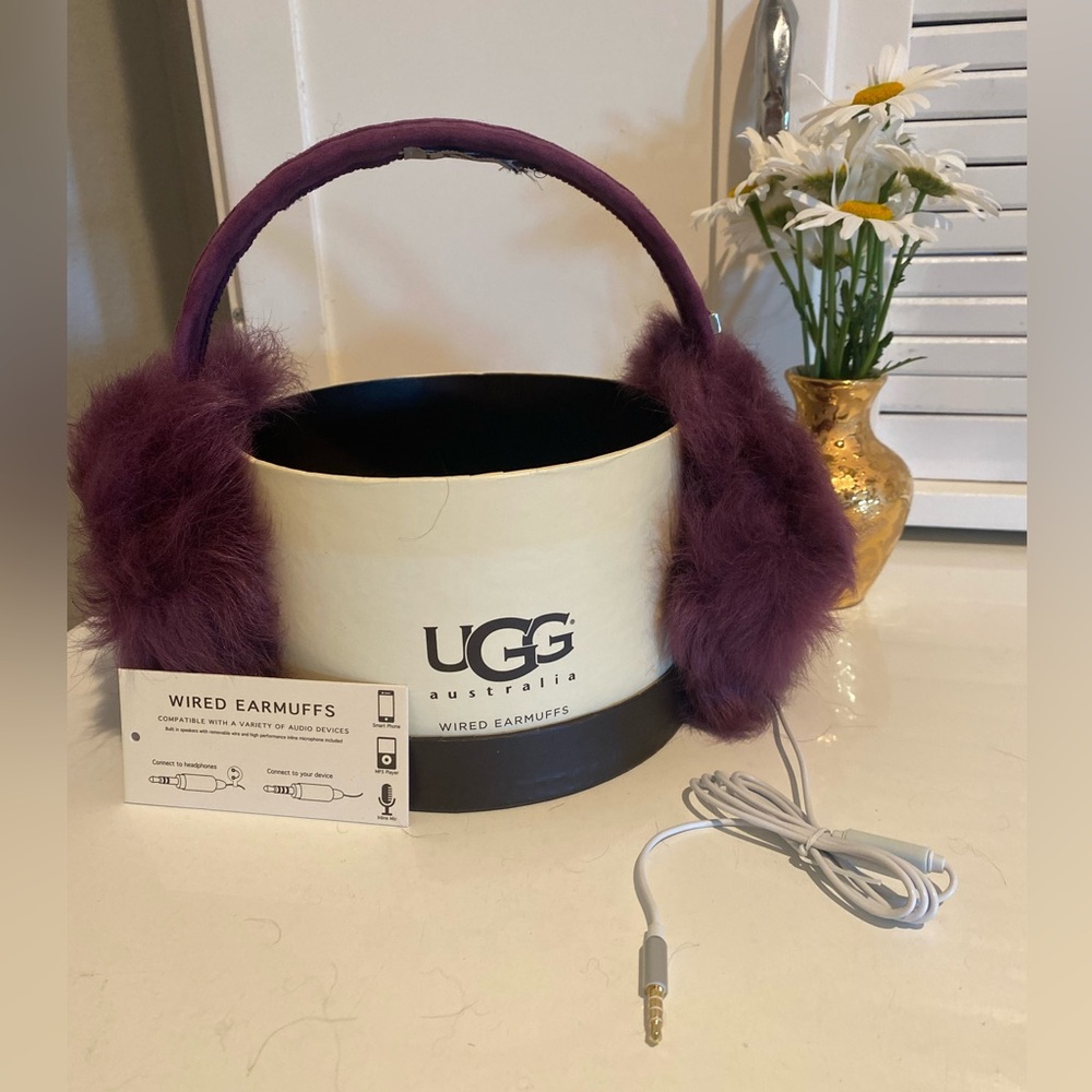 UGG sheepskin earmuffs with headphone port New in Box! Purple!